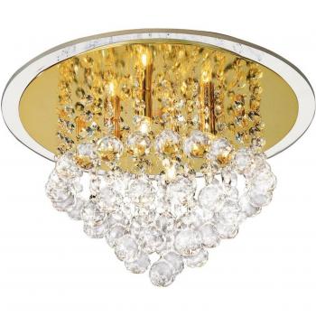 Plafón de techo Atla 4 bombillas oro y cristal