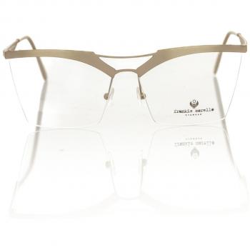 Frankie Morello Brown Metallic Fibre Clubmaster Eyeglass Frames for Women, Size: ONE SIZE