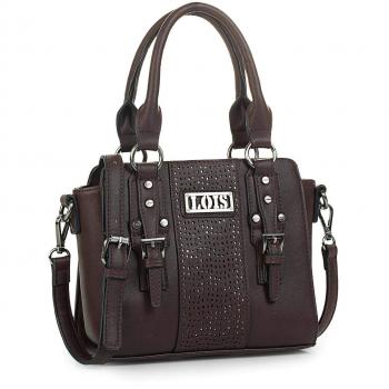 Lois - 95831 Bolso de Mujer Tipo Bowling con Bandolera Ajustable Doble asa con Cremallera. Bolsillo detrás con Cremallera. Piel sintética Polipiel, Color Marron