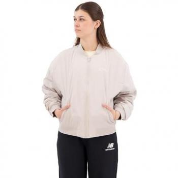 New Balance Women's Linear Heritage Woven Bomber Jacket - Moonrock Grey - Size S