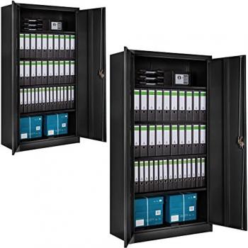 Armario Archivador Metálico con Cierre de Seguridad y 5 Estantes Ajustables - 180 x 90 x 40 cm (Set de 2)