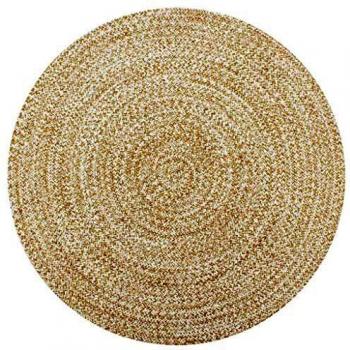 SengentoStyle Vloerkleed handgemaakt 120 cm jute wit en naturel