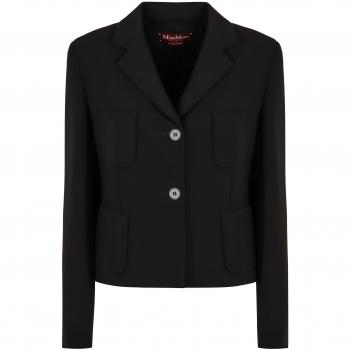 Max Mara Studio Women's Alpino Black Blazer with Pockets, Size 42