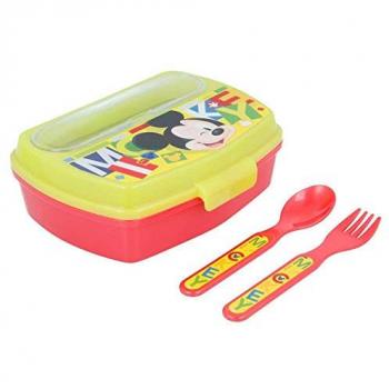 Lonchera Mickey Mouse con Cubiertos - Práctica, Divertida y Multicolor