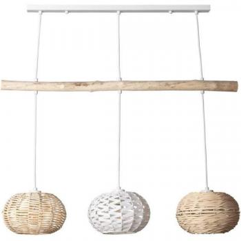 Lámpara Colgante de Ratán y Madera Linfen Iluzzia Natural