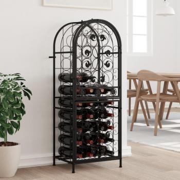 Botellero de hierro forjado negro para 41 botellas, dimensiones 45x36x120 cm