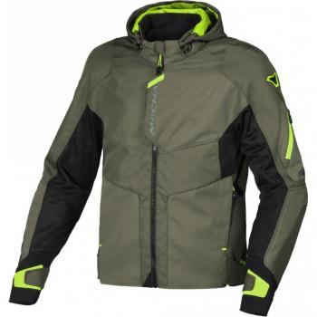 Macna Chaqueta de Moto Beacon Verde-Amarillo, chaqueta textil impermeable para motocicletas, talla 2XL