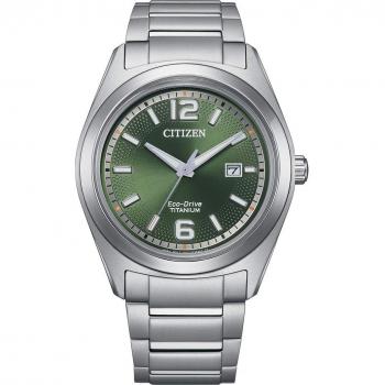 Citizen Eco-Drive Men's Solar Titanium Watch with Green Dial AW1641-81X