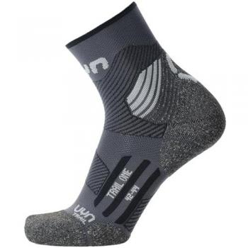 UYN Calcetines Run Trail One Gris - Calcetines para hombre, color gris y blanco, talla 42-44
