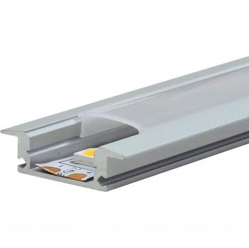 Perfil empotrable de aluminio 2m con difusor para tira LED 24x6mm