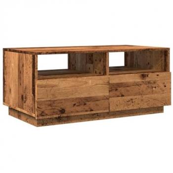 Mesa de centro con luces LED madera envejecida 90x49x40 cm