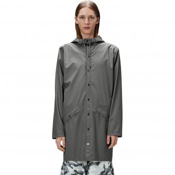Rains Long Jacket - Grey, Unisex, Hooded, Waterproof, Size: S