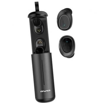 Auriculares Inalámbricos Awei T55 Bluetooth 5.0 TWS con Estuche de Carga, Cancelación de Ruido y Diseño Ergonómico, Negro
