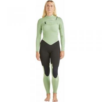 Traje de Neopreno Billabong Synergy CZ para Mujer 3/2 mm de Manga Larga y Cremallera Pectoral en color Verde, Talla S