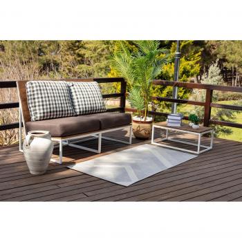 Surya - Alfombra Moderna de Exterior Terraza Balcón Cocina Gris y Marfil 80 x 150 cm