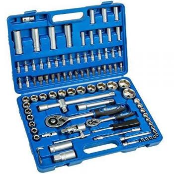 TecTake Caja de trinquete de 94 piezas kit tuercas herramientas bits y llaves de vaso