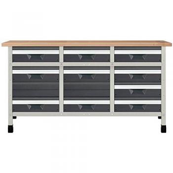Banco de Trabajo Wolfcraft 8076000 con Módulo de 4 Cajones y Superficie de 161 cm x 2 L