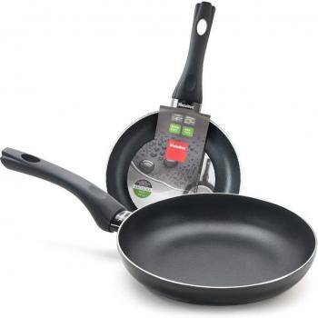 Metaltex Lote 2 Sartenes Aluminio Easy 20+24 cm, Antiadherente 2 Capas, Dot Induction válido para Todo Tipo de cocinas, Negro