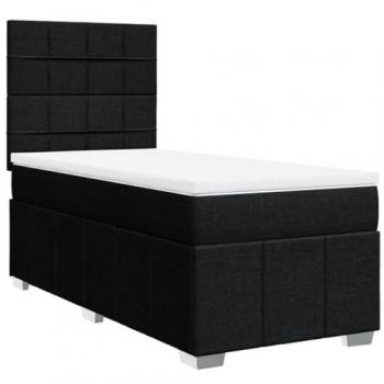 Marco de cama box spring con colchón negro 80x200 cm en tela