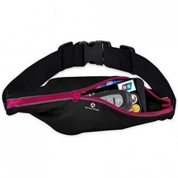 Cinturón de running »RunActive« elegante riñonera / Riñonera / Cinturón para running, senderismo, escalada, equitación - 3 colores / Móviles de hasta aprox. 5,5 pulgadas / ¡elástico, impermeable y ajustado! Rosa
