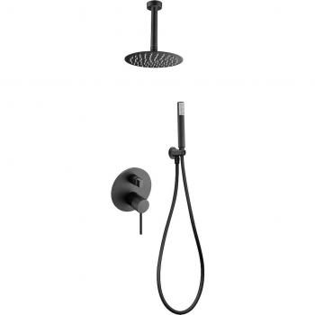 Conjunto de ducha empotrado monomando Thalos Stick negro mate