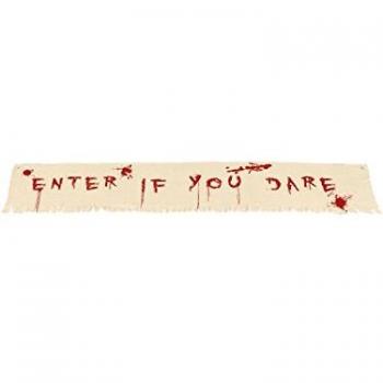 Smiffy's-48224 Anuncio Sangriento Decorativo: Entra si te atreves, 180cmx35cm, Color Natural y Rojo, No es Applicable
