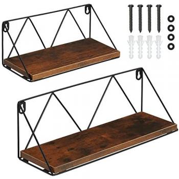 Juego de 2 Estantes de Pared Rockport - Estilo Industrial Minimalista con Tableros de Aglomerado Efecto Madera y Estructura de Acero Sólido