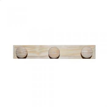 Colgador de Madera 3 Pomos SIN Barniz - WELL HOME Mobiliario y Decoración, 38x9x6 cm