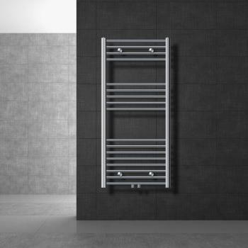 Radiador Toallero de Baño Luxebath ECD Germany 600 x 1200 mm Cromo Curvo con Conexión Central Calefactor Mural Tipo Escalera Secador