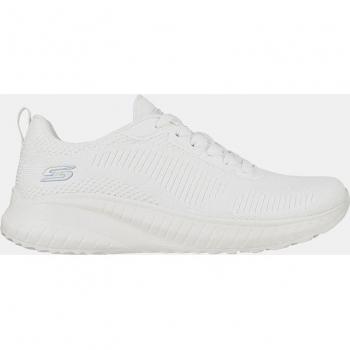 Skechers BOBS Squad Chaos Women's Low-Top Sock Sneakers with Lace-Up Closure in White