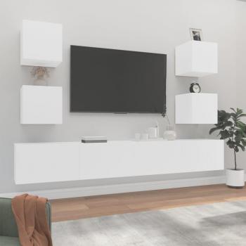 vidaXL Set de muebles de TV 6 piezas madera contrachapada blanco