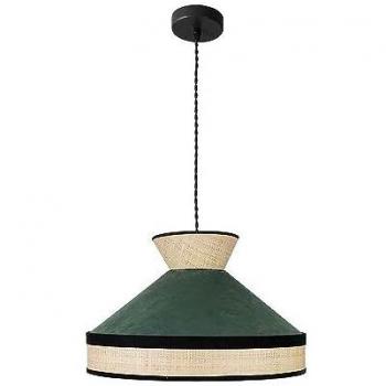Lámpara Colgante Fabrizio 1xe27 Natural/verde Bote Regx40x40 Cm - Diseño Moderno