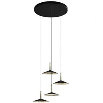 Lámpara Colgante Circular LED Orion 4 Luces 32W 3000K Negro/Antiguo Latón