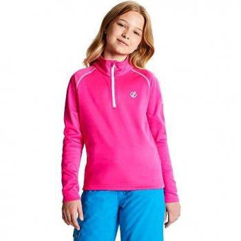 Dare 2b Forro Polar Unisex para niños con Forro Polar elástico y Parte Trasera cálida de Secado rápido con Media Cremallera, Unisex niños, Forro Polar, DKL360 887K13, Rosa cibernética, 13