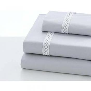 ESTELIA - Juego de sábanas Lace Color Perla - Cama de 200 cm