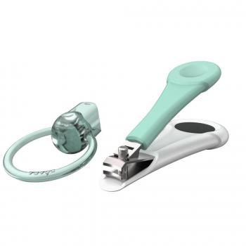Cortaúñas para bebé BÉABA en color azul pastel con diseño ergonómico
