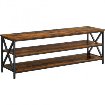 Mueble de TV Industrial Vintage Marrón con 3 Estantes y Diseño Moderno