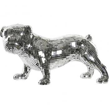 Figura de resina bulldog espejo plateado