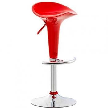 Taburete Saddle Rojo Ajustable en Altura de Cuero Sintético y Metal Cromado