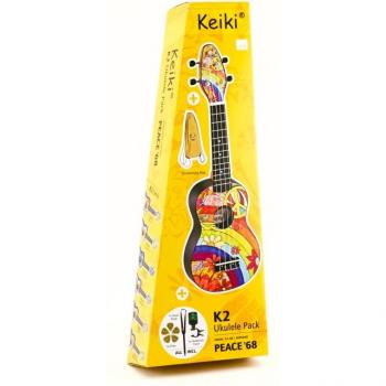 Ukulele Soprano Ortega K2-68 Pack - Ukulele Soprano Keiki con diseño de paz