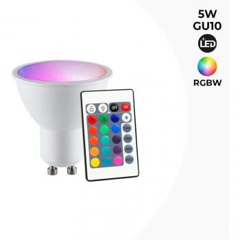 Bombilla LED GU10 RGBW inteligente 5W con control remoto
