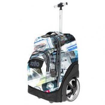 TOTTO - Mochila escolar con ruedas postales y casetes - Papel-4HV