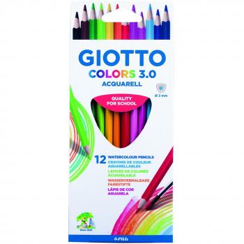 Giotto Colors Aquarell 3.0 Lápices de Colores Acuarelables, Estuche 12 Uds.