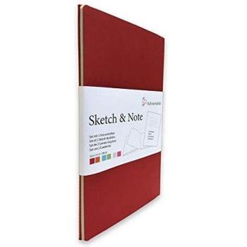 Lote de 2 cuadernos de bocetos y notas 125 g cerise/paprika - 21 x 29,7 cm (A4)