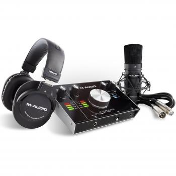 M-Audio M-Track 2x2 Vocal Studio PRO - Pack de grabación y producción con interfaz de audio profesional, micrófono de condensador, cable XLR, auriculares y paquete de software