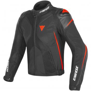 Dainese-SUPER RIDER D-DRY Chaqueta, Negro/Negro/Rojo-Fluo, Talla 50