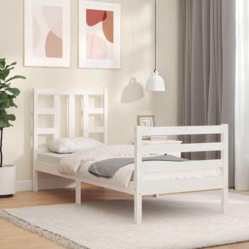 Cabecero blanco pequeño de madera maciza para cama individual Vidaxl