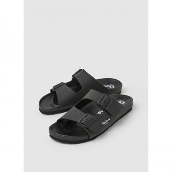 Pepe Jeans Men's Bio Royal Double Buckle Sandals with Anatomical Insole - Black