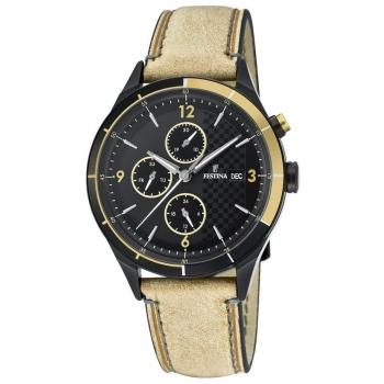 Reloj de Hombre Festina F16994/1 con Esfera Negra y Correa de Piel Beige