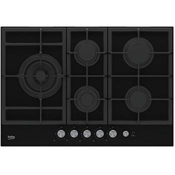 Encimera de gas Beko HILL75235S 75 cm, 5 fuegos, negro, vitrocerámica integrada